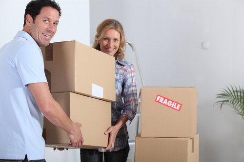 Furniture and boxes loaded into a moving van
